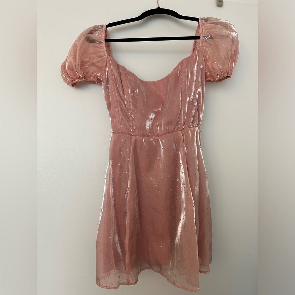 Pink Puff Sleeve Mini Dress